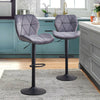 2x Grey Breakfast Bar Stools Velvet Swivel Gas Lift Chairs Kitchen Pub Chair New