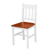 Brown&White Solid Wood Dining Table and 4 Chairs Set Home Kitchen Furniture Set