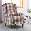 Wing Back Recliner Fireside Checked Fabric Reclining Armchair Sofa Living Room