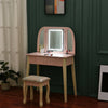 Wooden Vanity Dressing Table Sets with LED Light Mirror and Stool Make Up Desk