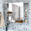 Bathroom Mirror Cabinet with 6 Shelves Wall Mounted Storage Cupboard 80x20x64cm