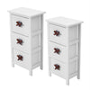 Pair of White Bedroom Bedside Table Unit Cabinet Nightstand with 3 Drawers UK