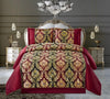 Jacquard Bedspread 3 Piece Heavy Quilted Comforter Set Floral Pattern Bed Throw