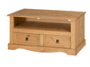 Corona TV Unit Flat Screen Wide Stand 2 Drawer Solid Pine