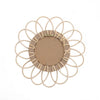 28cm Boho Flower Rose Rattan Frame Glass Wall Mirror Round Hanging Hallway Decor