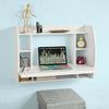 Wood Wall Computer PC Table Desk with Shelves Bookcase White,