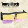 60 cm Double Towel Rail Holder Wall Hanging Bathroom Storage Rack Shelf Black