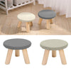 Small Linen Footstool Foot Rest With Wooden Legs Pouffe Kids Seat Round/Square