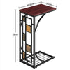 C Shaped Side Table Snack Coffee End Table for Living Room, Slides Up to Sofa