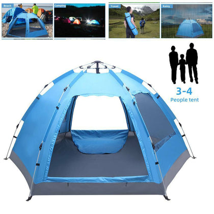 Pop Up Tent Automatic 3-4 Man Person Family Tent Camping Festival Shelter Beach