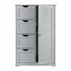Bathroom Wood Cabinet Storage 4 Drawer 1 Door Free Standing Cupboard Unit White