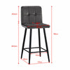 Grey Bar Stools Set of 2 Velvet Breakfast Bar Chairs Metal Legs 65 cm seat High
