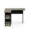 L-Shape Desk with Bookshelf, French Oak Grey/Black