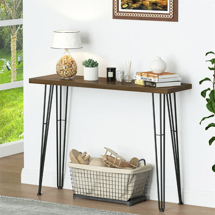 Industrial Narrow Hallway Console Table Slim Side Table Hairpin Legs Rustic Desk
