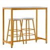 Bar Table Set Kitchen Dining Breakfast 2 High Chairs Stools Set MDF Steel White