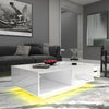 White High Gloss Coffee Table With Storage Drawers RGB LED Modern Living Room UK