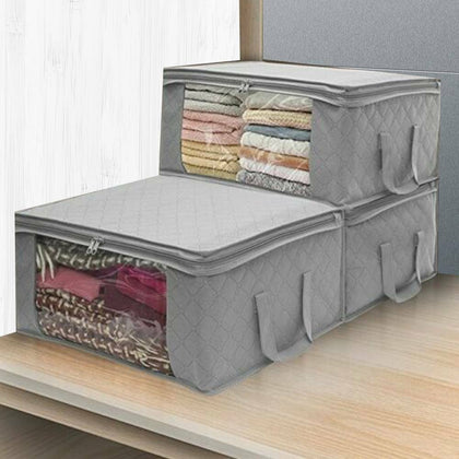 3PCS Clothes Storage Bags Ziped Organizer Underbed Wardrobe Cube Boxes Closet