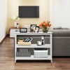 3-Tier Console Table X-design Wooden Hall Desk Side End Table W/ Shelf White