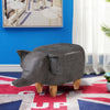 Grey Elephant Animal Footstool Faux Leather Ottoman Wood Legs Kids Adults Gift