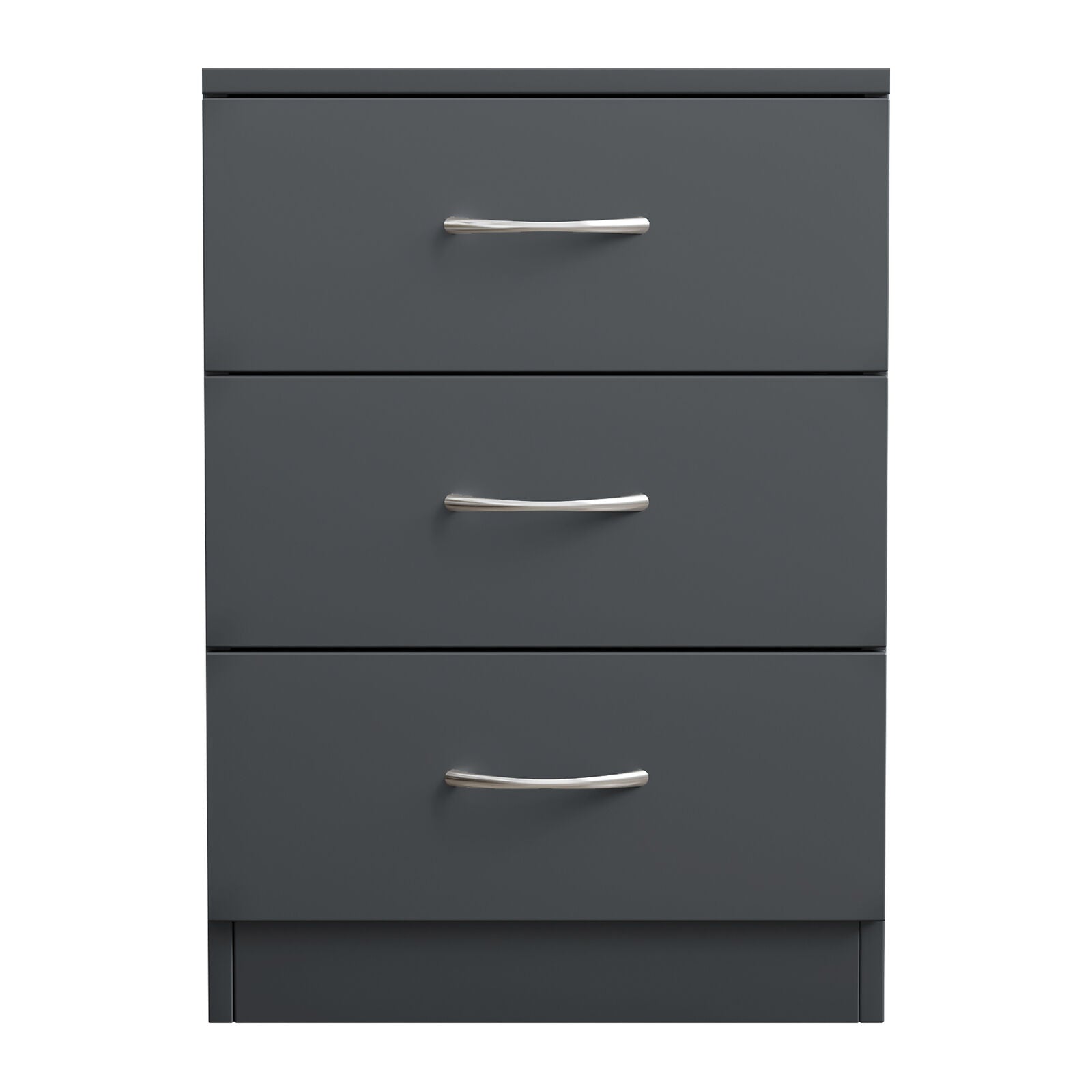 Grey Bedside Table Storage 3 Drawers Chest Furniture Metal han