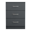 Grey Bedside Table Storage Cabinet 3 Drawers Chest Furniture Metal handles
