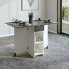 Wooden Mobile Drop Leaf Dining Table Folding Desk w/2 Wheels Storage Shelf Grey