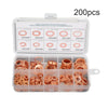 UK 200pcs Copper Washer Gasket Set Flat Ring Seal Assortment Kit w/ Box M5-M14