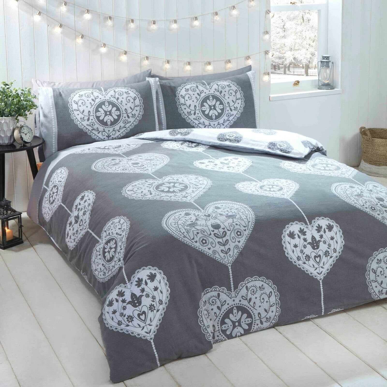 THERMAL 100% BRUSHED COTTON FLANNELETTE QUILT DUVET COVER BED SET COSY WARM SOFT