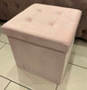 Luxurious Foldable Small Brushed Velvet Storage Box Seat Ottoman