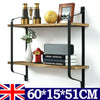 Large Rustic Industrial Pipe Wall Floating Shelf Wooden Storage Shelving Unit UK