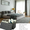 GREY LINEN LARGE FOLDING STORAGE OTTOMAN POUFFE SEAT FOOT STOOL STORAGE BOX UK