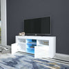 Modern White High Gloss Corner TV Unit Stand Cabinet LED Light W/ Storage Drawer