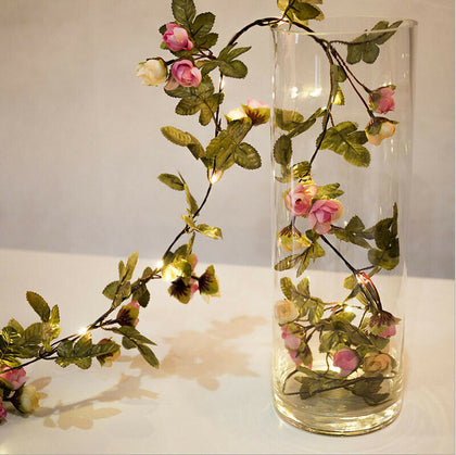 2 m 20LED Artificial Rose Fairy String Lights Christmas Wedding Party Home Decor