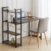 Industrial Wood Top Computer Desk PC Laptop Corner Table w/ Bookcase Home Office