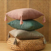 Linen Cotton Pillow Cover With Tassels Home Decor Cushion Cover 45x45cm
