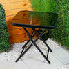 Folding Side Table Glass Top Small Side Stool Drink Coffee Garden Home Furniture