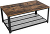 2-Tier Wooden Coffee Table Retro Industrial Style Side Desk Living Room Shelf