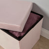Folding Ottoman Blush Velvet Fabric Chest Solid Sturdy Storage Space Saving Box