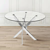 Modern Clear Glass Dining Table With Chrome Legs Coffee Tea Table Home Office