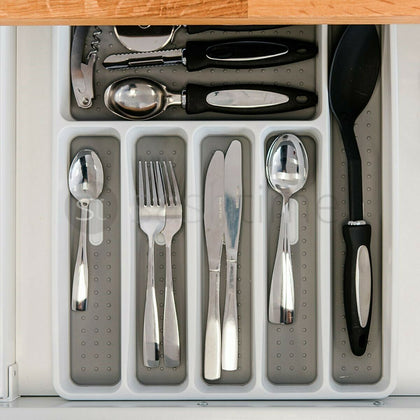 Plastic Kitchen Cutlery Tray Organiser Rack Holder Drawer Insert Tidy Storage