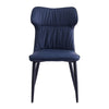 2X Blue Dining Chairs Faux Leather Ergonomic Back Soft Cushion With Metal Legs
