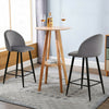 Set of 2 Barstools Grey Velvet Fabric Padded Seat Metal Legs Bar Counter Stools