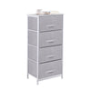 Fabric Storage Unit Cabinet End Side Table w/ 4 Drawers Bedroom Hallway Grey UK