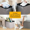 Grey Folding Storage Ottoman Pouffe Makeup Seat Foot Stool Storage Box FootStool