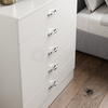Riano 5 Drawer Chest White Wood Dresser Bedroom Storage Furniture Unit