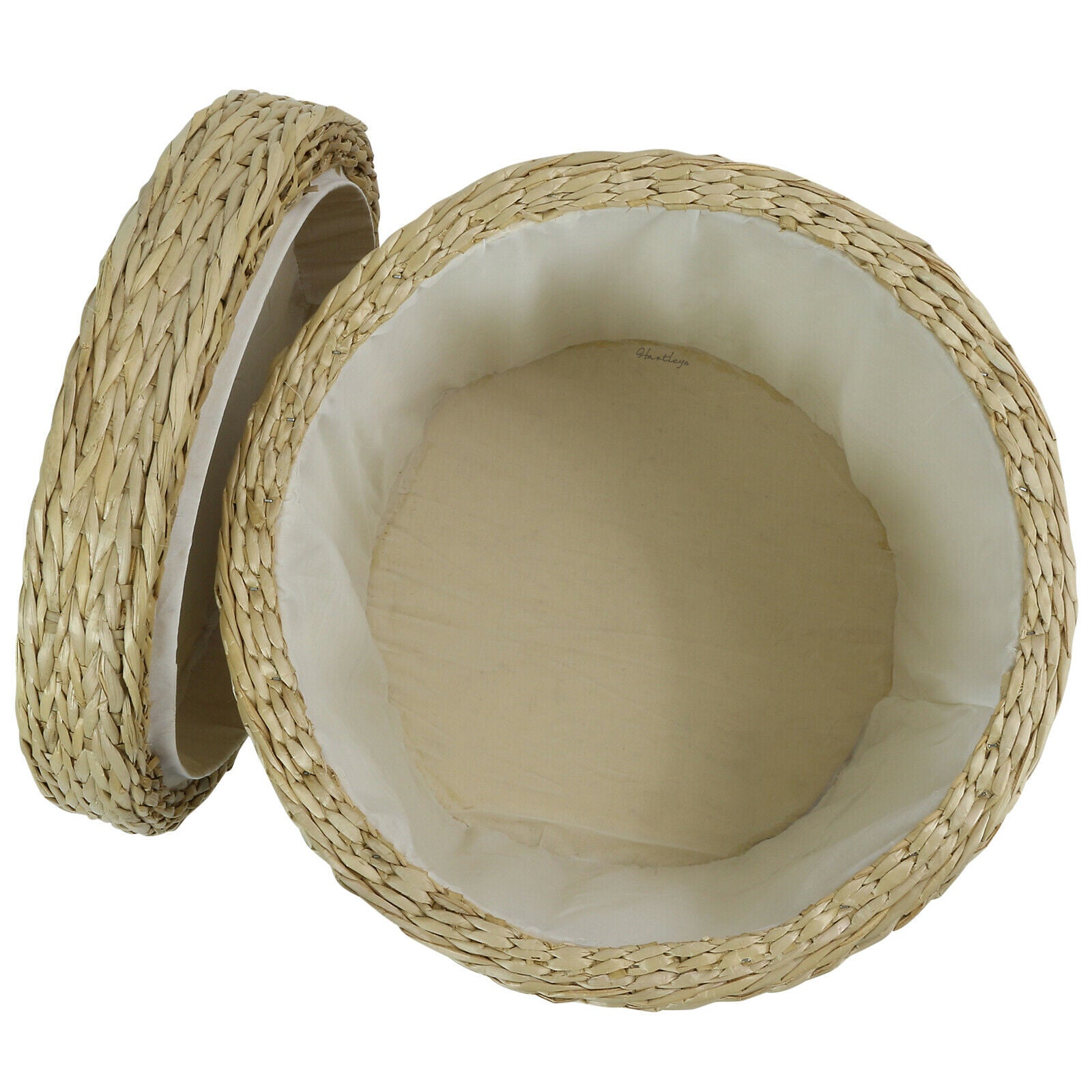 ROUND STORAGE OTTOMAN STOOL/SIDE TABLE SEAT WOVEN WICKER RATTAN STYLE FURNITURE