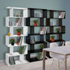Wood Bookcase Bookshelf S Shape 6 Tier Shelves Free Standing Shelving Storage
