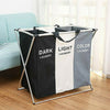 Aluminium Folding Laundry Cloth Basket Washing Hamper Bin Storage Bag Light Dark (Black+Grey+Beige)