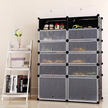 12 Tier Shoe Rack Storage Shelf Shoes Display Stand Organiser Unit Cabinet DIY