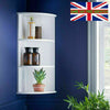 White 3 Tier Wall Mounted Corner Shelf/Shelves Display Dampproof Unit Bathroom